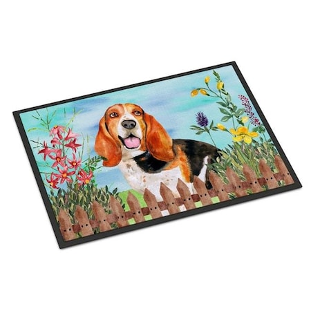 Carolines Treasures Carolines Treasures CK1266MAT Basset Hound Spring Indoor or Outdoor Mat - 18 x 27 in. CK1266MAT
